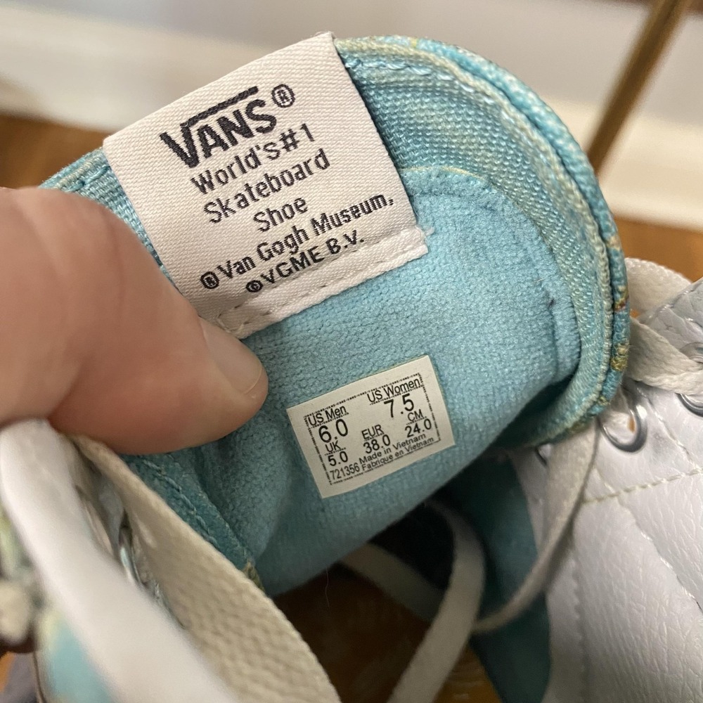 Vans Sk8-Hi Van Gogh Shoes Mens Size 6 Blue Floral High Top Canvas Sneakers - Picture 9 of 10